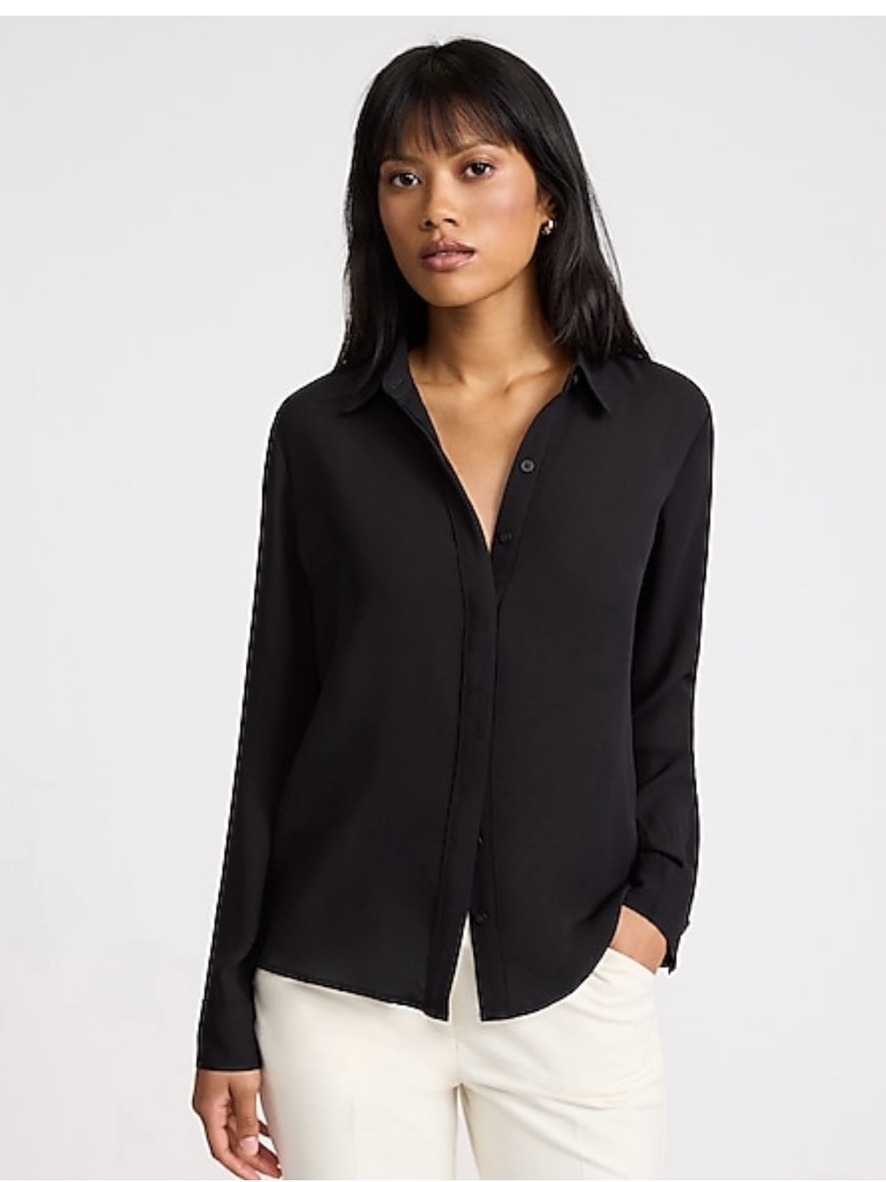 Express Classic Black Button-Down Women's Blouse